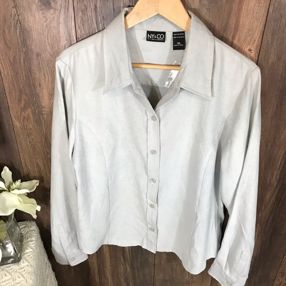 New York & Co button down light gray top Size XL NWT - Picture 7 of 7